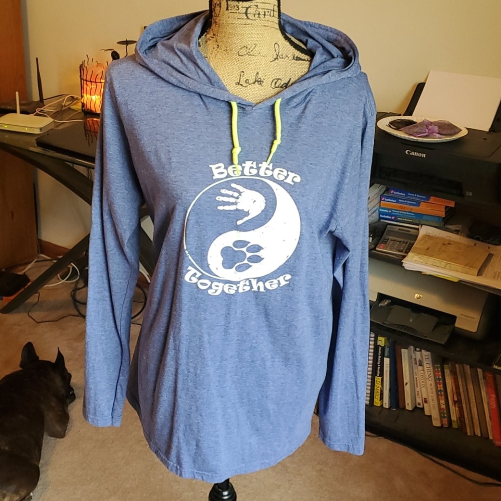 Better Together heathered blue hoodie size Large